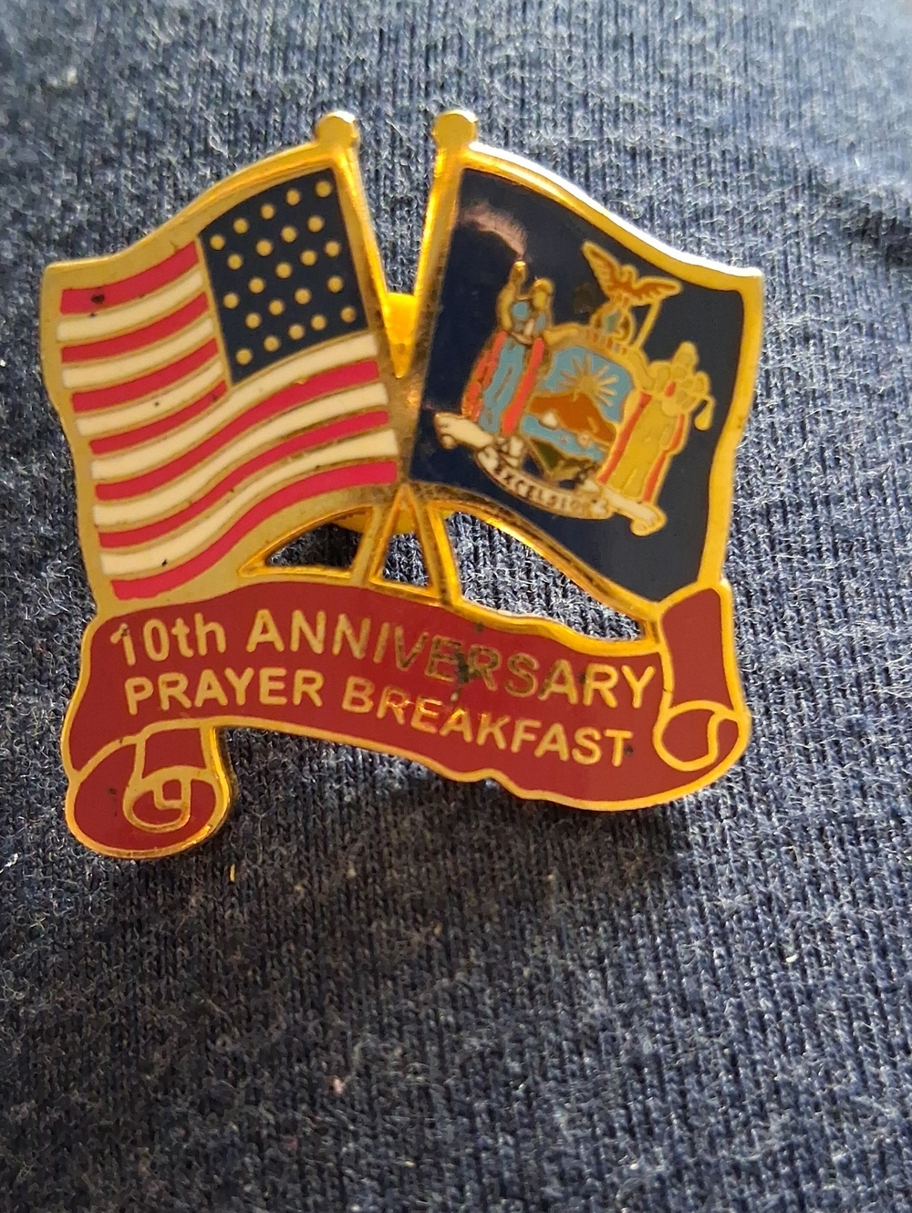 10th Anniversary Prayer Breakfast Commemorative Flag Pin - Red & Blue